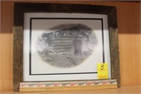 Barnwood Framed Log Cabin Picture