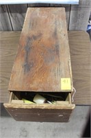 Vintage Wooden Storage Box  with Pull Out Drawer