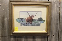 Barnwood Framed & Matted Cow Picture in