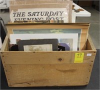 Assorted Pictures, Calendar Pages, Etc in Wooden