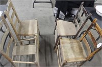 4 Vintage Wooden Ladder Back Chairs