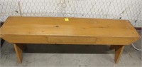 Vintage Wooden Bench with Pullout Drawer