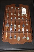 Wooden Spoon Rack with Assorted Spoons