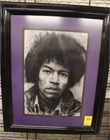 Framed & Matted Charcoal of Jimmy Hendrix Picture