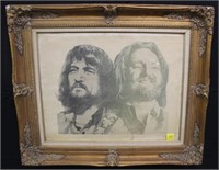 Vintage Framed Picture of Waylon & Willie