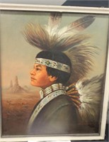 Kenneth Su Native American Oil Painting Signed