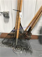 Tool bundle--leaf and garden rakes, scratcher