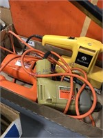 Electric jig saw, pad sander, drill