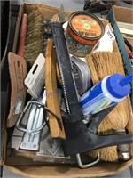 Assorted brushes, caulk gun, etc