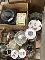 3 boxes--household appliances, dishes