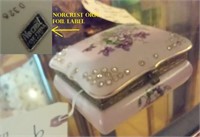 Fine old Norcrest porcelain dresser box w violets