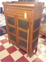 Fantastic primitive pine punched tin pie safe