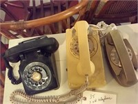 3 old rotary telephones Bell Wester Electric ITT