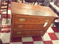 antique wooden chest of drawers w brown marble