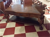 large beautiful carved wooden coffee table