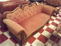 Nice old victorian sofa w rose colored upholstery