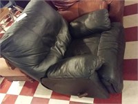 large comfy blue leather recliner