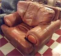 large comfy overstuffed brown leather chair