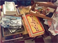 Table full old games & toys Operation Stratego etc