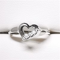 10k White Gold .05ct Diamond Heart Shape Ring