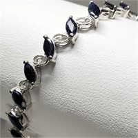 Silver Sapphire Bracelet 6.8ct  8.95gm