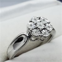 Silver Diamond Size 7 Ring