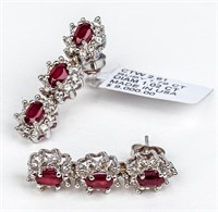 Jewelry 18kt White Gold Ruby & Diamond Earrings