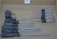 (8) assorted Snap On screwdrivers & (5)