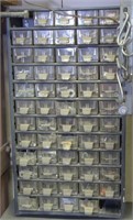 (58) drawer parts cabinet full of assorted