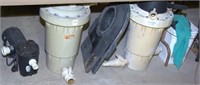 assorted pool pumps and filters