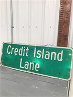 Credit Island Lane metal sign, 49 x 18"