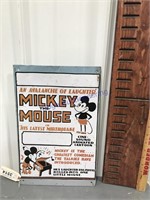 Mickey the Mouse tin sign, 9.75 x 15.25"