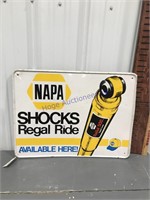 NAPA Shocks tin sign, 24 x 17.5"
