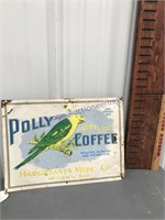 Polly Coffee tin sign, 16 x 12"