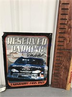 Reserved Parking (Earnhardt) tin sign, 12.5x16"