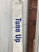 Tune Up double-sided tin sign, 35.5 x 7"