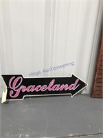Graceland arrow tin sign, 20 x 6"