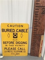 Caution Buried Cable metal sign, 13 x 17"