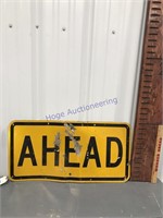 Ahead metal sign (scratched), 24 x 12"
