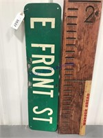 E Front ST two-sided metal sign, 24 x 6"