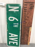N 6TH Ave two-sided metal sign, 24 x 8"