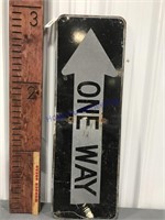 One Way (in arrow) metal sign, 12 x 36"
