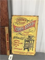 Cinnamon Flavored Cider Syrup tin sign, 16 x 10"