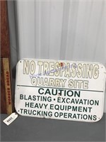 No Trespassing Quarry Site tin sign, 18 x 12"