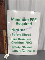 Minimum PPE Required tin sign, 14 x 20"