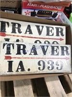 Traver IA tin signs (3), 6 x 14.75"