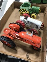AC WD45, Fordson, and John Deere toy tractors