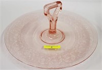PINK CAMBRIDGE GLASS ETCHED CANDY TRAY