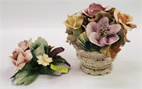 CAPODIMONTE CHINA CANDLE & FLORAL BASKET