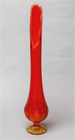Mid Century Amberina Tall Glass Vase